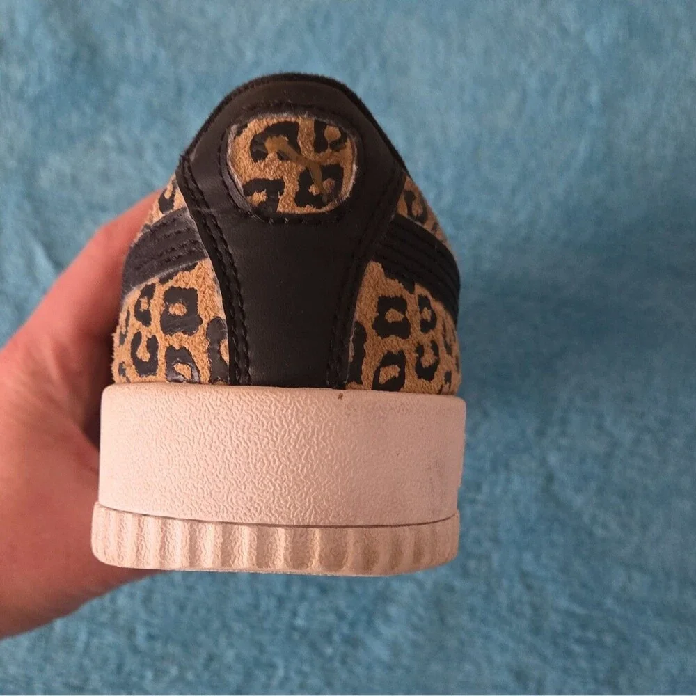 PUMA Low Top Lace-Up Sneaker Leopard Print Black/Beige/White Rubber Sole